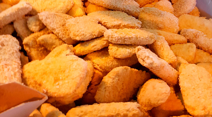 Breaded white fish pieces